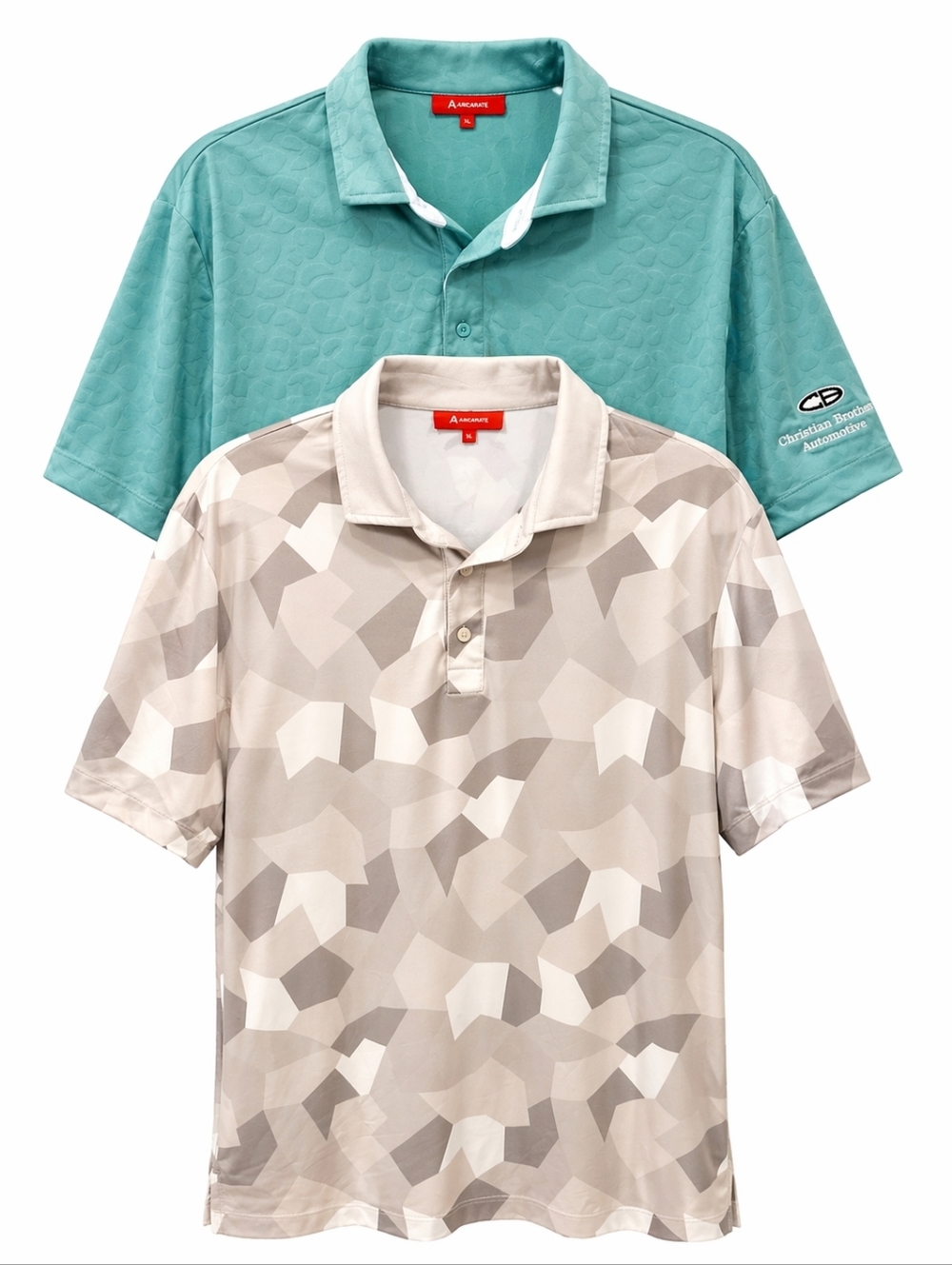 Redvanly Lot Of 2 Men's Patterned Performance Golf Polo Shirts Sz L Embroidered